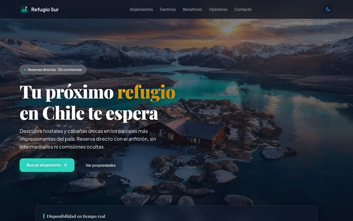 Ejemplo de sitio web para Hostales y Cabañas