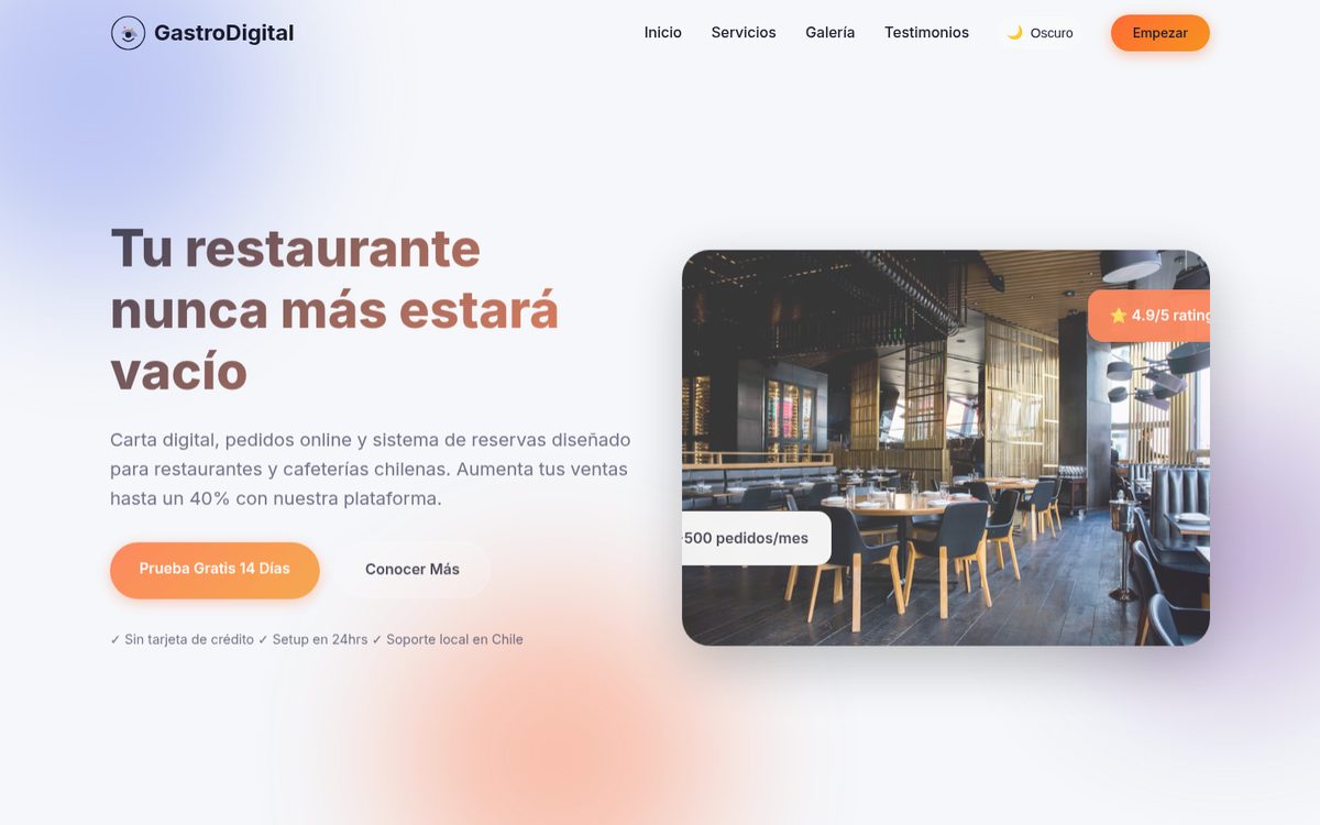 Ejemplo de sitio web para Restaurantes y Cafés