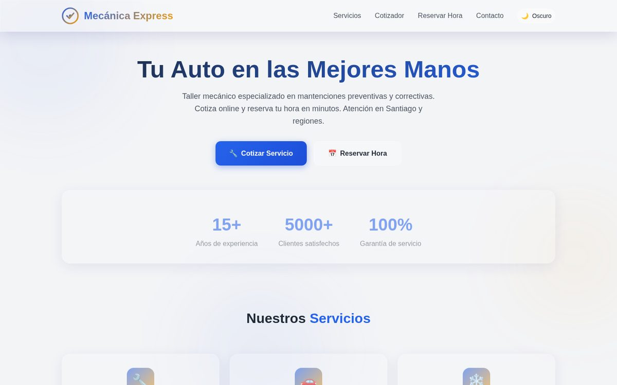 Ejemplo de sitio web para Talleres Mecánicos