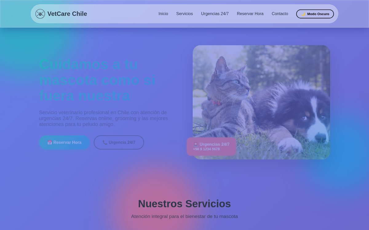 Ejemplo de sitio web para Veterinarias